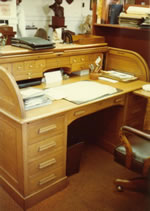 Photo of old roll-top desk at CP Archives.